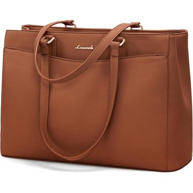 Lovevook Laptoptasche Damen 15,6 Zoll, Elegante Arbeitstasche in Lederoptik