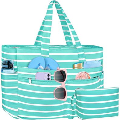 WACCET Strandtasche XXL Damen, Große Wasserdichte Badetasche mit