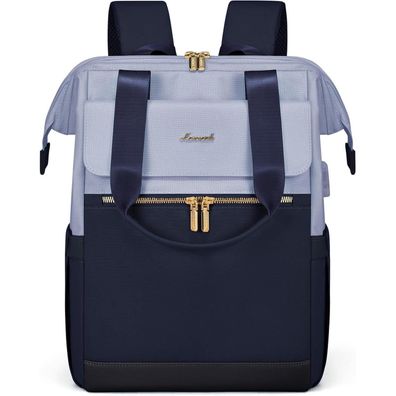 Lovevook Rucksack Blau, 17,3 Zoll Laptop Schulrucksack für Damen, elegant, 2in1