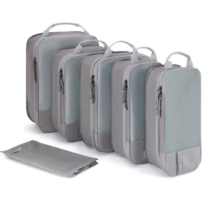 Bagsmart Koffer Organizer Packing Cubes Compression 6 Stück, Wasserdicht