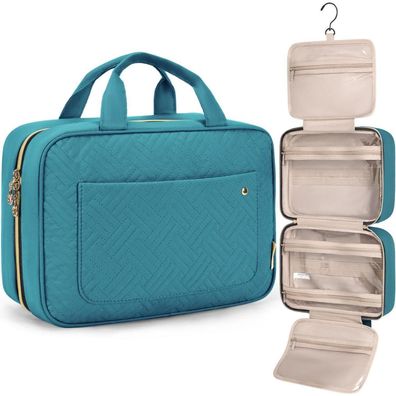 Bagsmart Hängende Kulturtasche für Damen, Kosmetiktasche Transparent M-seeblau