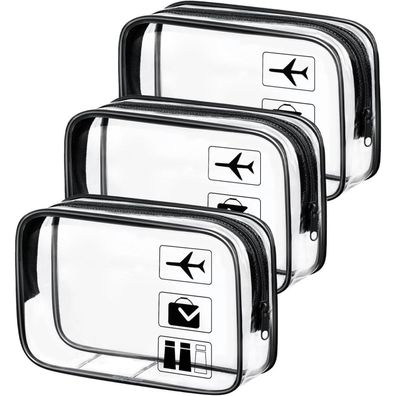 Aucuu Kulturtasche Transparent, 3 Stück Kosmetiktasche Wasserdicht PVC