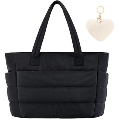 Aucuu Puffer Schultertasche Damen, Große gesteppte Umhängetasche Shopper Bag