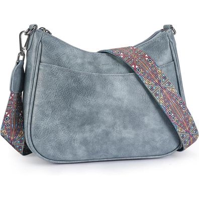 Aphison Damen Crossbody Bag mit breitem Gurt, Umhängetasche aus veganem Leder