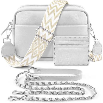 BROTOU Echt Leder Umhängetasche Damen Crossbody Bag mit 2 Schultergurten und