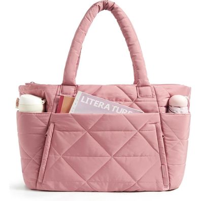 bagsmart Damen Shopper Tasche Groß, 20L Gesteppte Laptoptasche Arbeitstasche