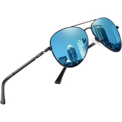 DUCO Piloten Sonnenbrille für Herren & Damen, polarisiert, Retro Metallrahmen