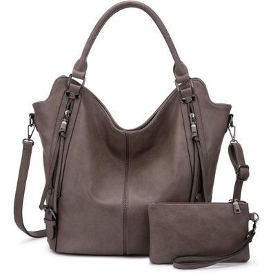 Realer Damen Handtaschen Set 2-teilig, Groß Shopper Lederhandtasche