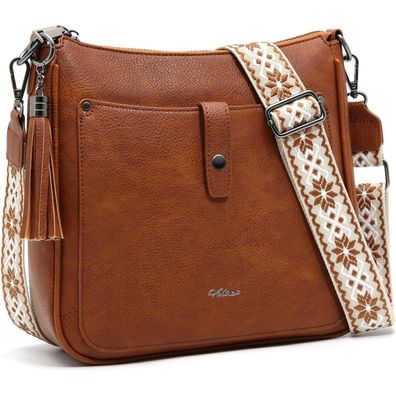 HILAEX Umhängetasche Damen Mittelgroß aus PU Leder mit 3 Fächern, Crossbody Bag