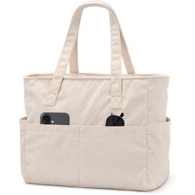 oscaurt Cord Tasche Damen Groß mit Laptopfach und Reißverschluss Shopper