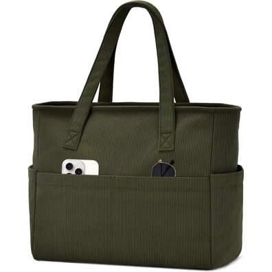 oscaurt Cord Tasche Damen Tote Bag Groß mit Laptopfach, Elegant Handtasche