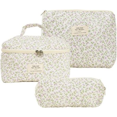 GSenhui Kosmetiktasche Set 3 Stück, Aesthetic Coquette Blumen Kulturtasche