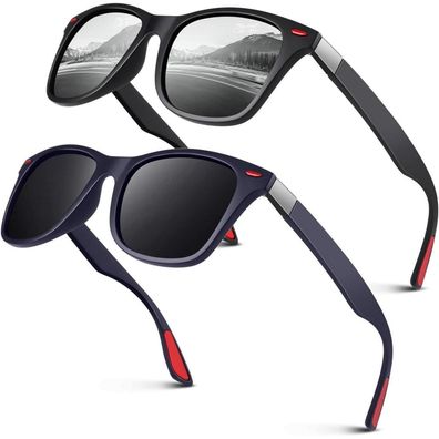 LINVO Sonnenbrille Herren Damen Polarisiert TR90 Superleicht Retro Eckig