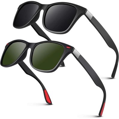 LINVO Sonnenbrille Herren Damen, Retro Eckig, Polarisiert, TR90 Superleicht