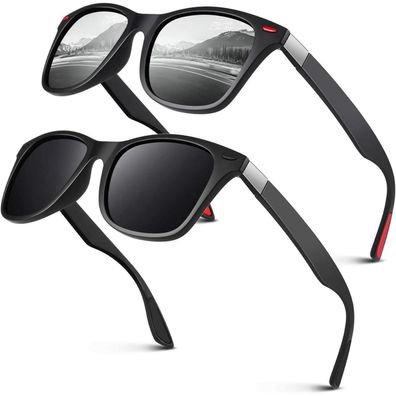 LINVO Herren Damen Sonnenbrille Polarisiert TR90 Superleicht Retro Eckig