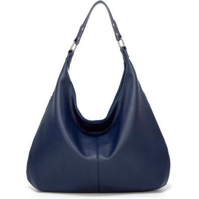 Ashioup Damen Vintage PU Leder Hobo Umhängetasche mit Reißverschluss, Lila-blau