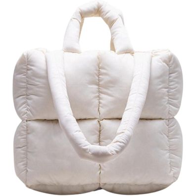 MadGrandeur Damen Puffer Tote Bag - Glänzend Gesteppte Schultertasche mit