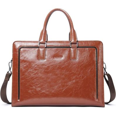 Bostanten Damen Leder Aktentasche Laptoptasche Schultertasche 15.6 Zoll