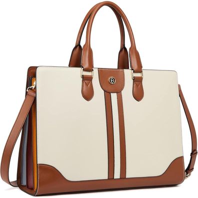 Bostanten Damen Aktentasche Leder Laptop Schultertasche 15.6 Zoll Frauen