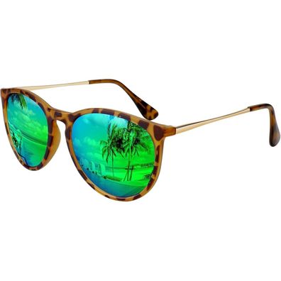 LINVO Damen Sonnenbrille Polarisiert Retro Runde Vintage Designer Stil UV400