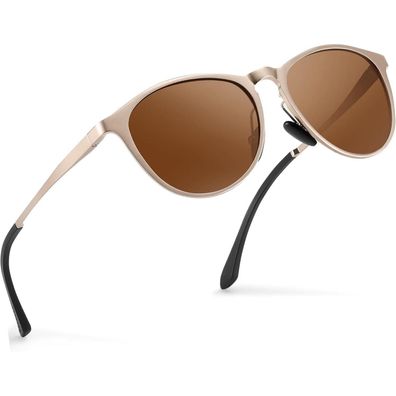wearPro Damen Sonnenbrille A2 - Polarisierte Gläser, Ultraleicht, Retro Rund