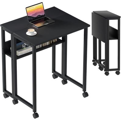 GreenForest Klappschreibtisch 80 cm mit Rollen - Platzsparend und mobil für Ihr
