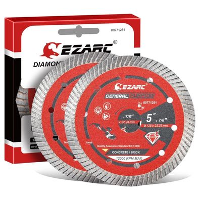 EZARC 125mm Turbo Diamant Trennscheibe für Winkelschleifer (2er-Pack)