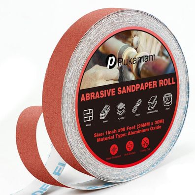Pukamam Schleifpapier Rolle 150 Körnung, 25mm x 30m, Nass und Trocken
