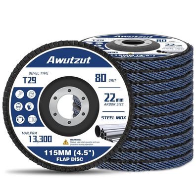 Awutzut Fächerscheibe 115 mm Korn 80 für Winkelschleifer (10 Stück)