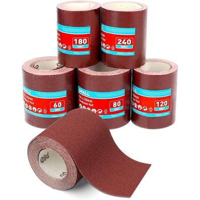 SHALL Schleifpapierrollen-Set (5 Rollen, 9,3 cm x 5 m) - Körnung