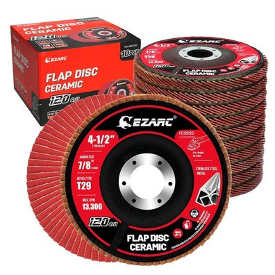 EZARC Fächerscheibe 115mm K120 Keramik Typ 29 für Edelstahl, Gusseisen