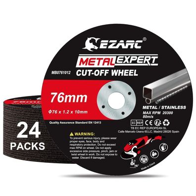 EZARC Trennscheiben 76mm, 1.2mm Ultra-Thin, 24 Stück für Metall und Edelstahl