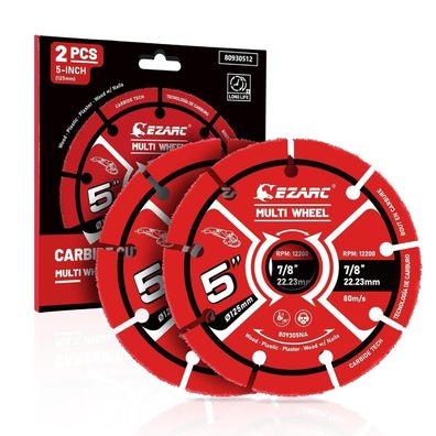 EZARC Carbide Multi Wheel Trennscheiben 125mm x 22.2mm, 2er-Pack für Holz