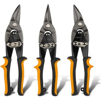 Hoteche 3-teiliges Blechschere Set 250mm Aviation Snips aus Cr-V-Stahl für