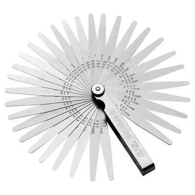 Spurtar 32-Klingen Fühlerlehre 0,03-1,00mm/0,001-0,04 Zoll, Edelstahl