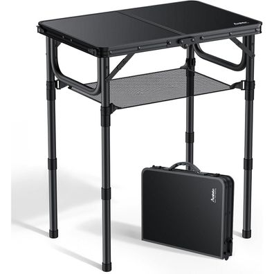 Anbte Campingtisch Klappbar 60x40cm Aluminium Rahmen 3 Höhenverstellbar