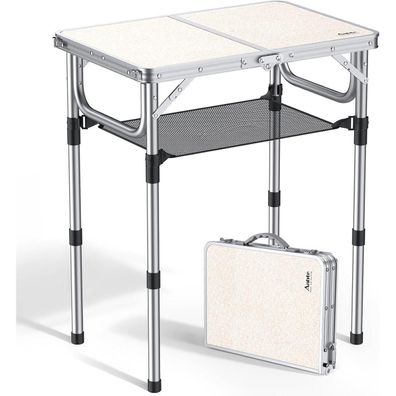 Anbte Campingtisch Klapptisch 60x40cm Aluminium mit 3 Höhen (26/48/70cm)
