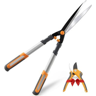 AIRAJ Heckenschere 60cm mit Gartenschere - Leicht & Langlebig, Gehärteter Stahl