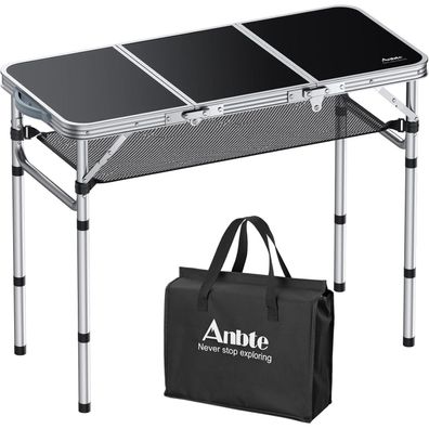 Anbte Campingtisch Klapptisch Aluminium 88x40cm, 3-fach höhenverstellbar, mit