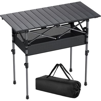 Anbte Campingtisch Aluminium 82x40cm, aufrollbare Tischplatte, 2 Höhen