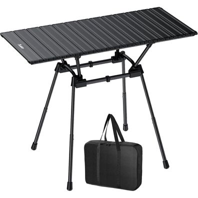 Anbte Campingtisch Klapptisch Aluminium 88x40cm, 4 Höhen (51-71cm), aufrollbare