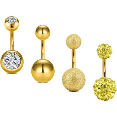 Rajnard Bauchnabelpiercing 14G Chirurgenstahl mit CZ Perle, 8mm Stablänge