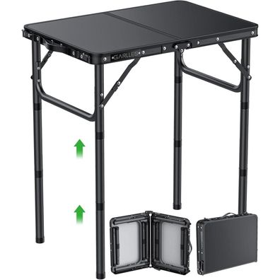 Garllen Campingtisch klappbar 58x40cm, 3 einstellbare Höhen (26/48/70cm)