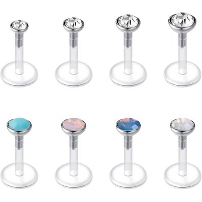 16G Klare Acryl Ohrstecker & Piercings für Lippen, Helix, Tragus - 6mm, 8mm