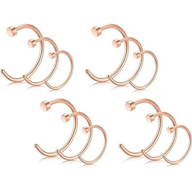 Rajnard 12er Nasenpiercing Nasenringe 18G/20G 6/8/10mm Chirurgenstahl Fake