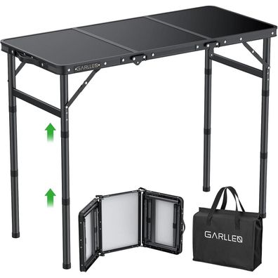 Garllen Campingtisch klappbar, 87x40cm, 3 einstellbare Höhen (26/48/70cm)