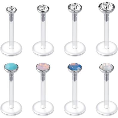 16G Klar Acryl Ohrstecker & Lippenpiercing Retainer - Flexibel & Hypoallergen