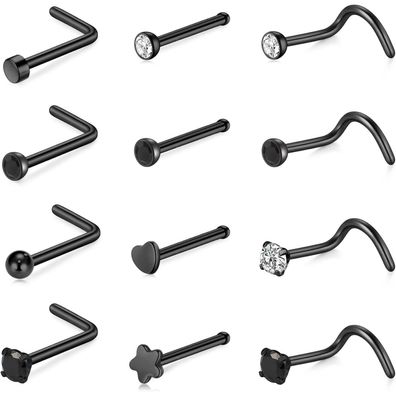 Rajnard Nasenring Schraubensatz Edelstahl 0.8mm 7mm Bar für Frauen & Männer