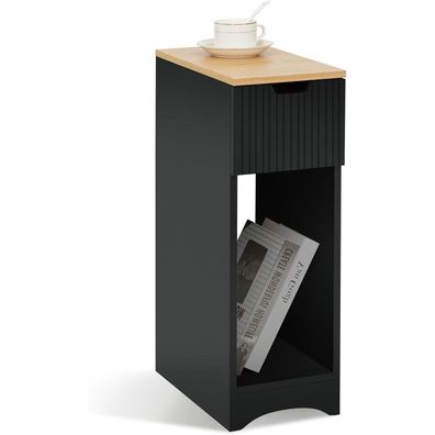Awhtixbo Nachttisch Schwarz mit Schublade, Beistelltisch für Boxspringbett