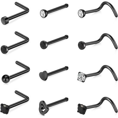 Rajnard Nasenring Studs Schraubensatz Edelstahl 0.6/0.8/1.0mm Nostril 7mm Bar